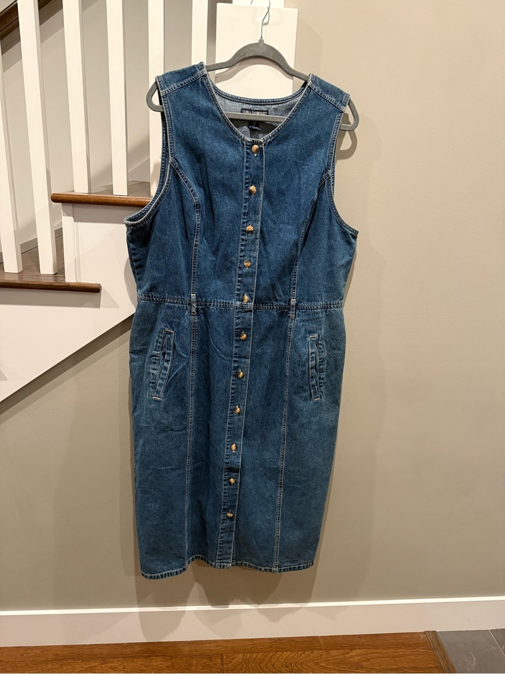 Y2K Size 1X Gloria Vanderbilt denim dress jumper, romper teachercore grannycore